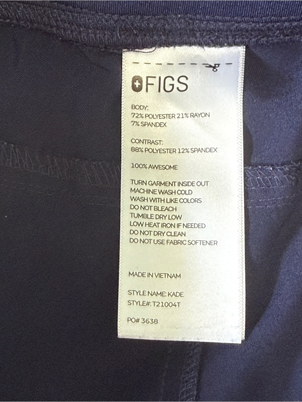 FIGS Scrub Pants XLTall Technical Collection T21004 Cargo Pockets Navy Blue - Picture 6 of 11